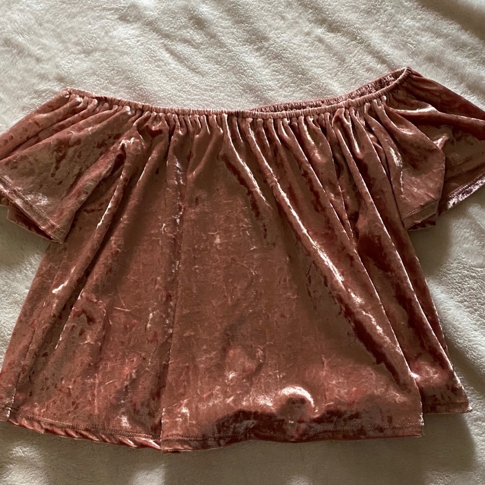 Velvet off the shoulder blouse